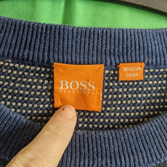 HUGO BOSS navy knit insert sweatshirt - Picture 9 of 11